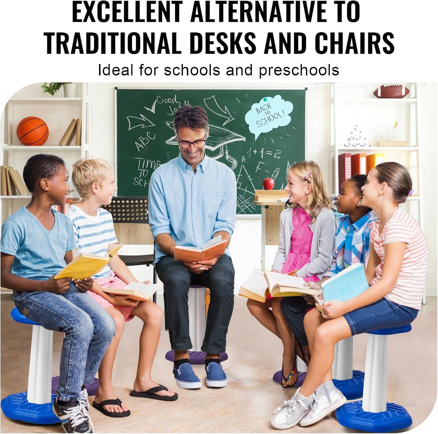 VEVOR Kids Wobble Chair (17.7-inch High), Active Chair with Sponge Cushion, Wobble Stool Improves Focus, Posture and Calm Children, Ideal for Schools and Home, Age 7-14, Blue