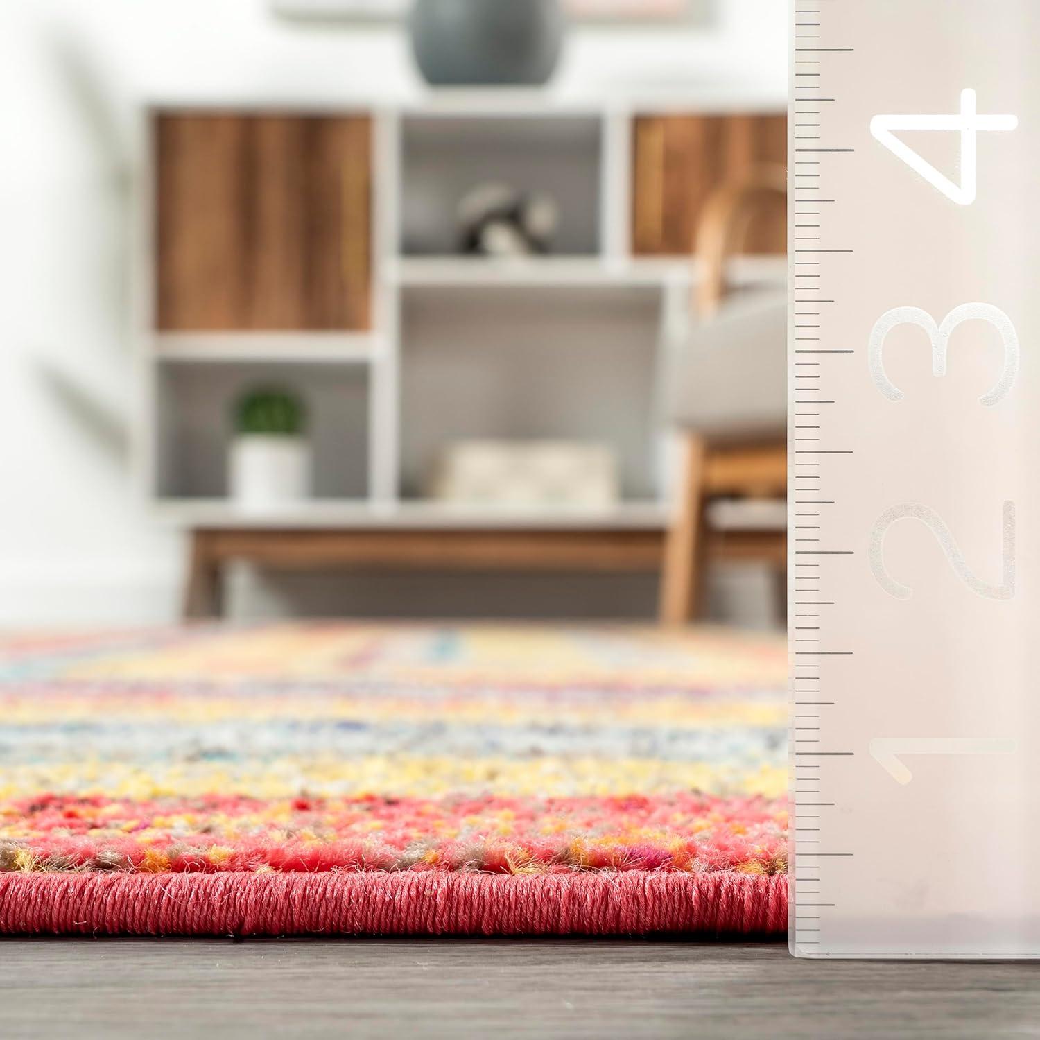 nuLOOM 5'x8' Hargis Labyrinth Area Rug Red/Pink: Contemporary Indoor Low Pile, Stain & Fade-Resistant Rug