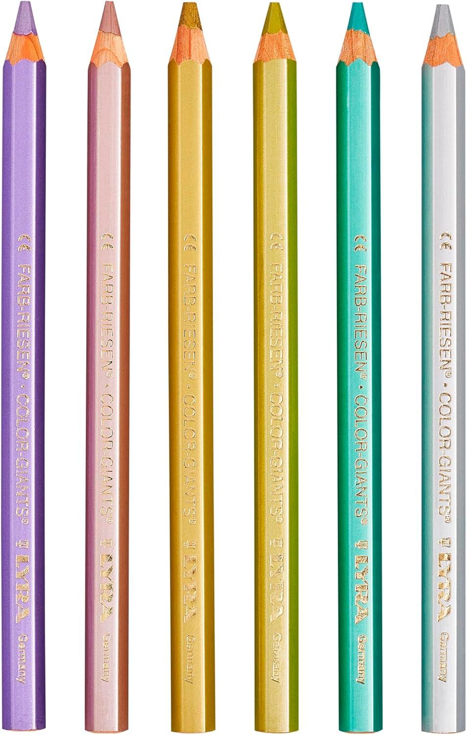 Lyra Metallic Assorted Colors Giant Hexagonal Cedar Pencils Set of 6