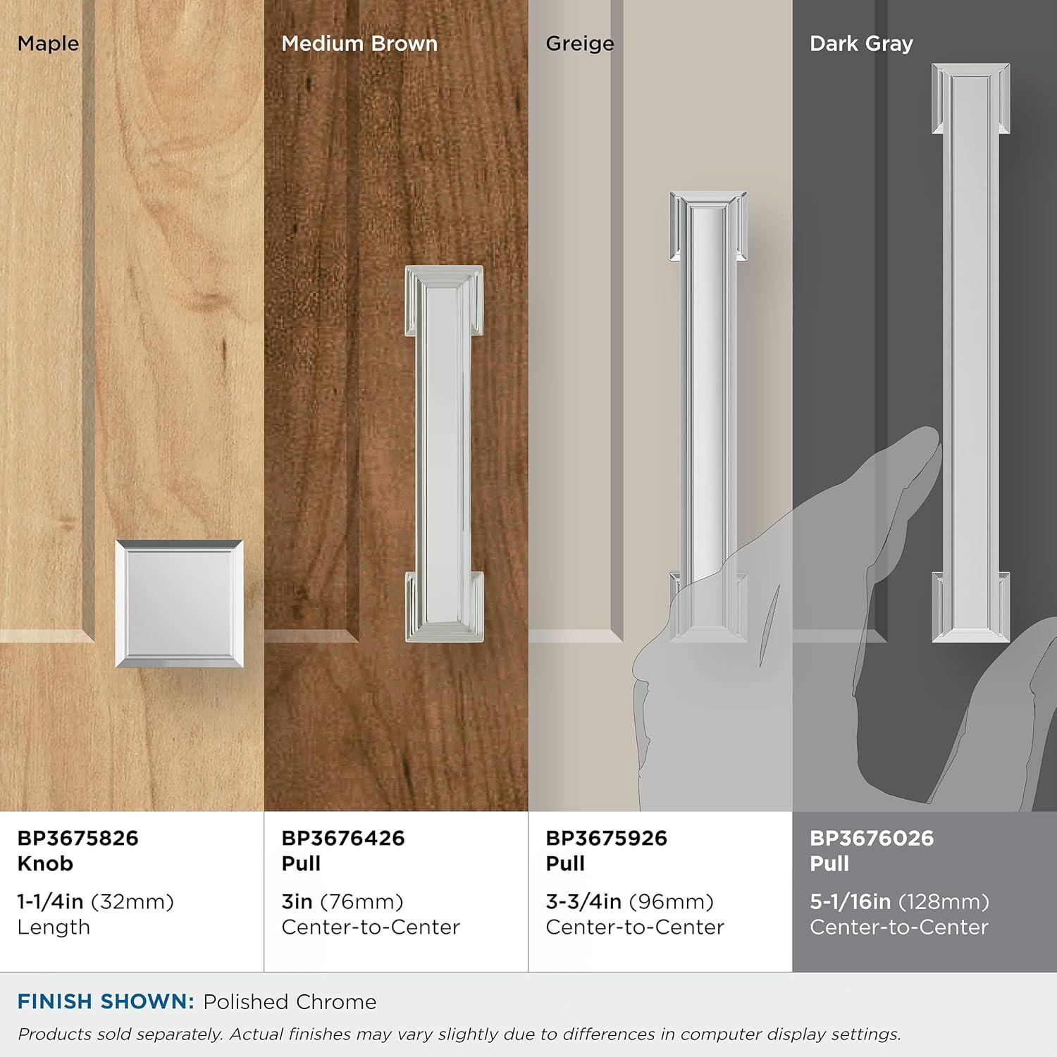 Amerock Appoint 5-1/16 inch (128mm) Center-to-Center Polished Chrome Cabinet Pull