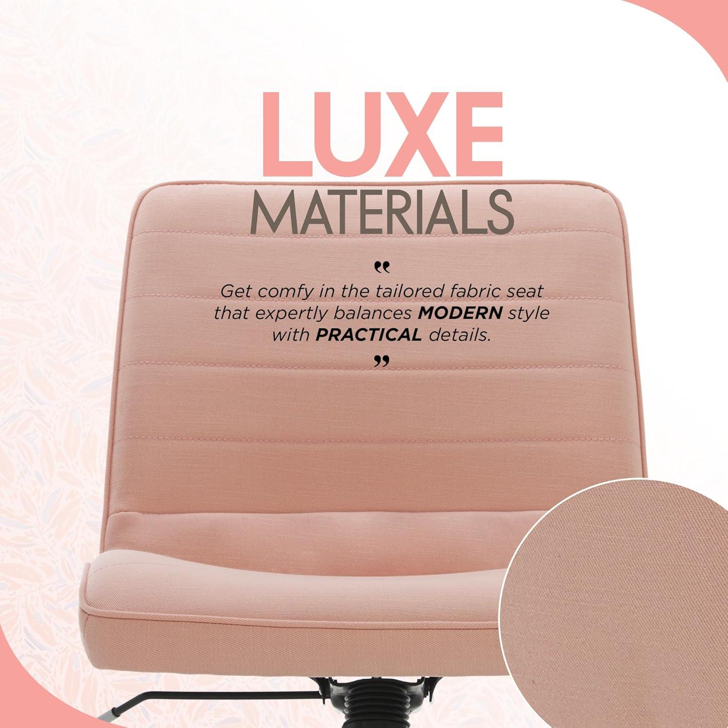 Adore Decor Adelaide Task Chair French Pink: Chrome-Plated, Adjustable Height, Swivel, Metal Base