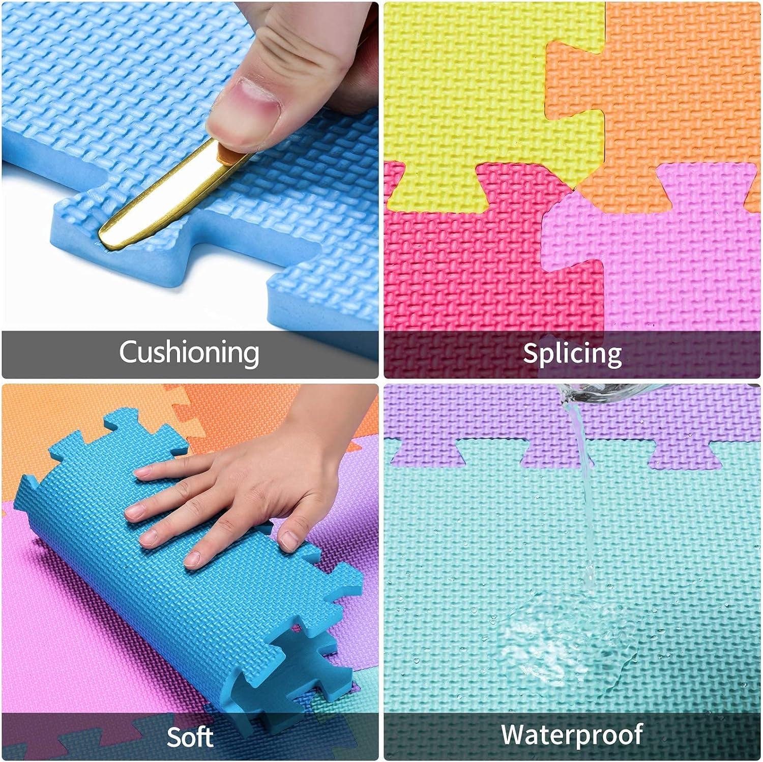 Blue EVA Foam Interlocking Puzzle Floor Mats, 18 Tiles