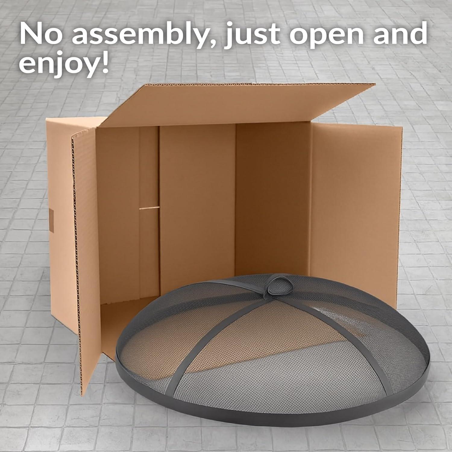 SunnyDaze Decor Heavy-Duty Round Steel Mesh Fire Pit Spark Screen with Handle