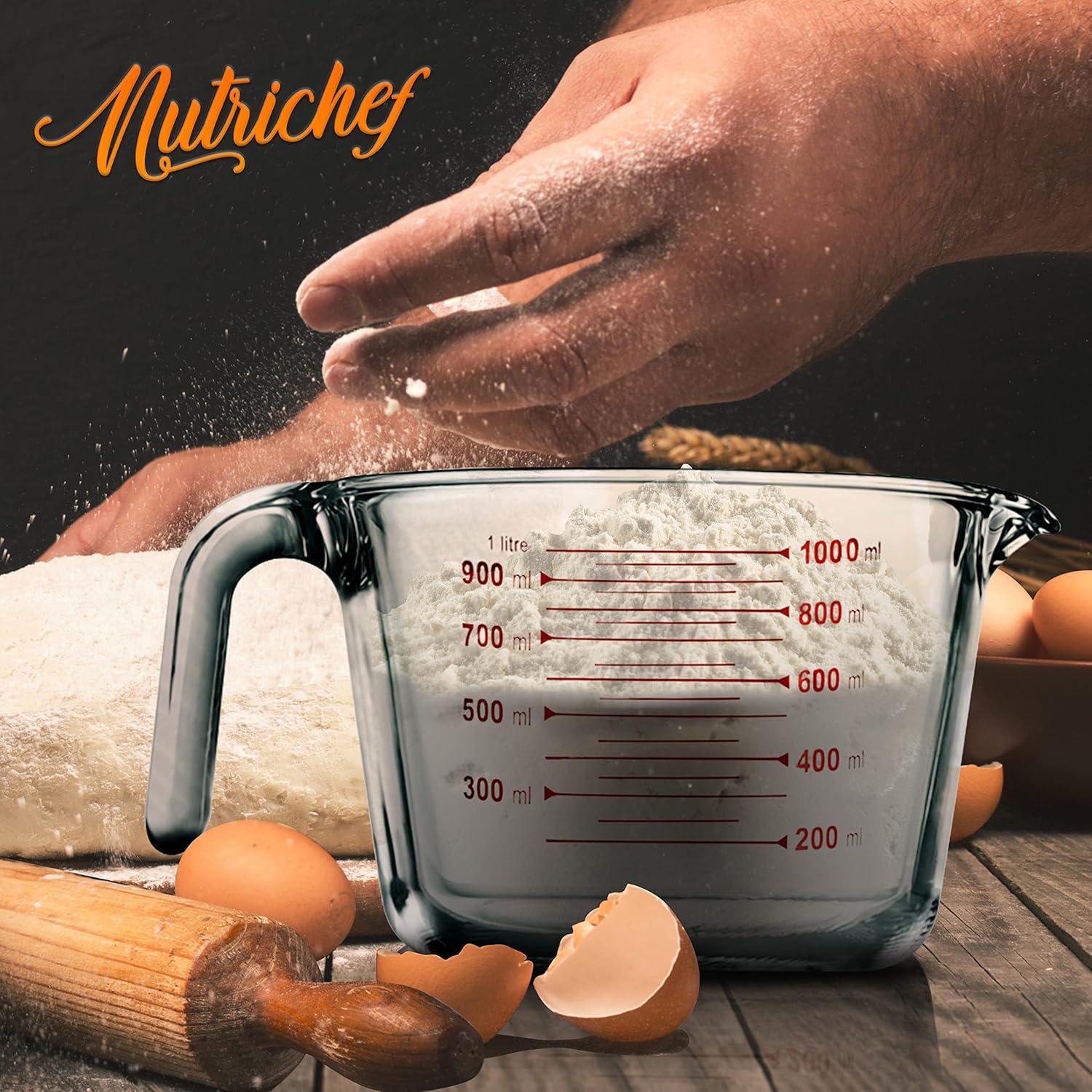 NutriChef Glass Precision: Elevate Your Culinary Game with our Borosilicate Measuring Cup, Microwave and Freezer, Oven and Dishwasher Safe