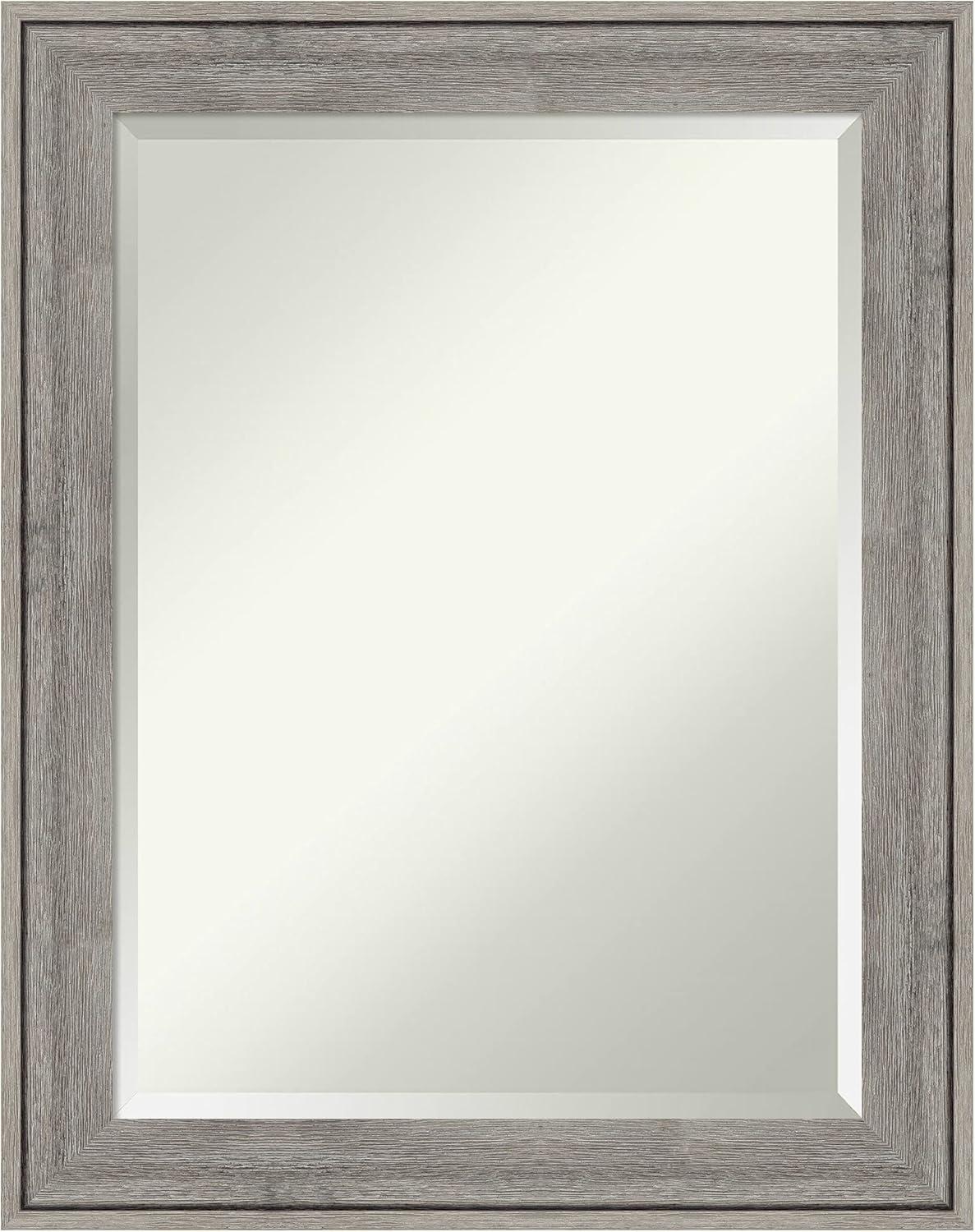 Amanti Art Beveled Wood Wall Mirror - Country Barnwood Frame Country Barnwood Outer Size: 23 x 29 in