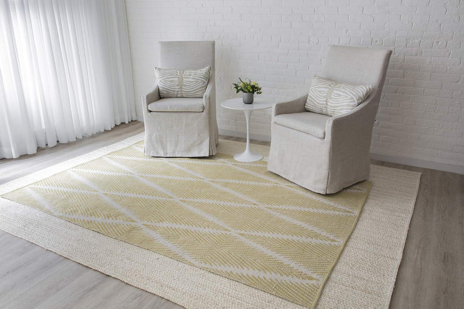 River Geometric Handmade Flatweave Yellow/White Area Rug