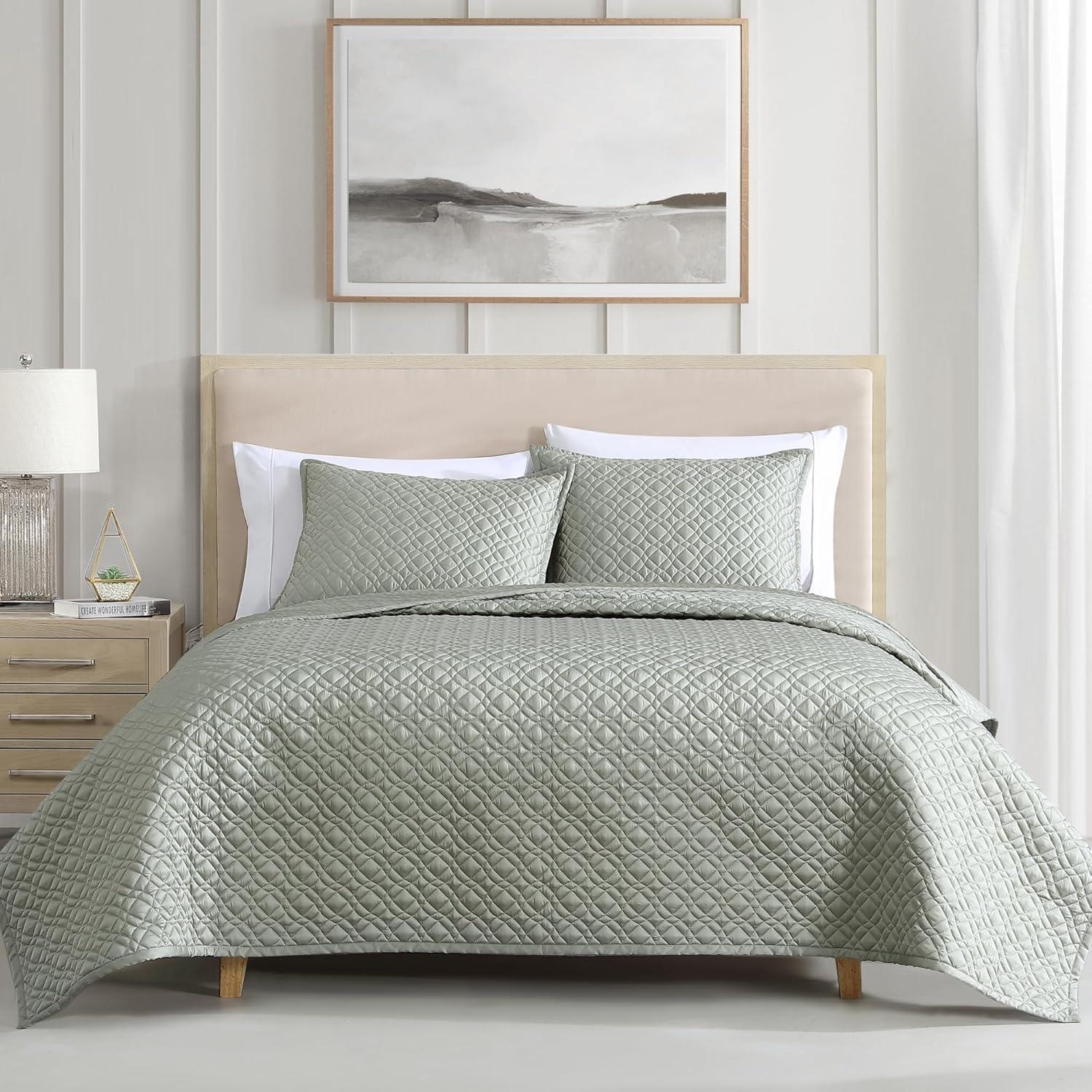 Sage Tencel King Reversible Coverlet Set