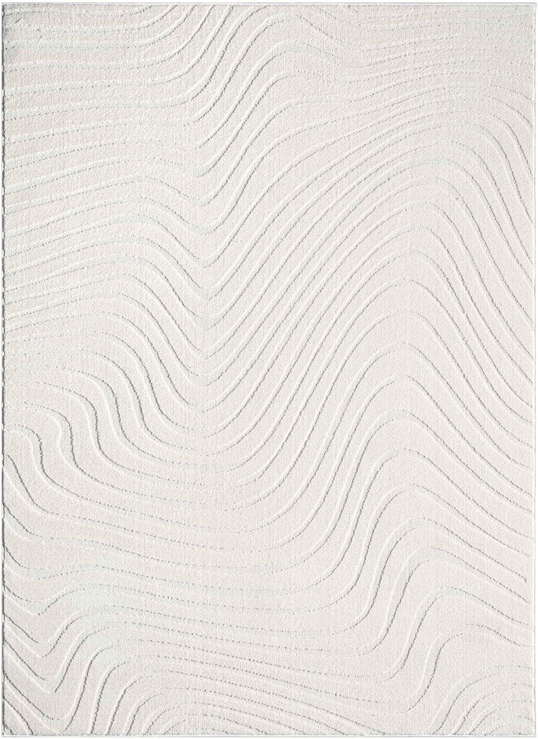 Luxe Weavers Abstract Wave Cream 8x10 Area Rug for Living Room