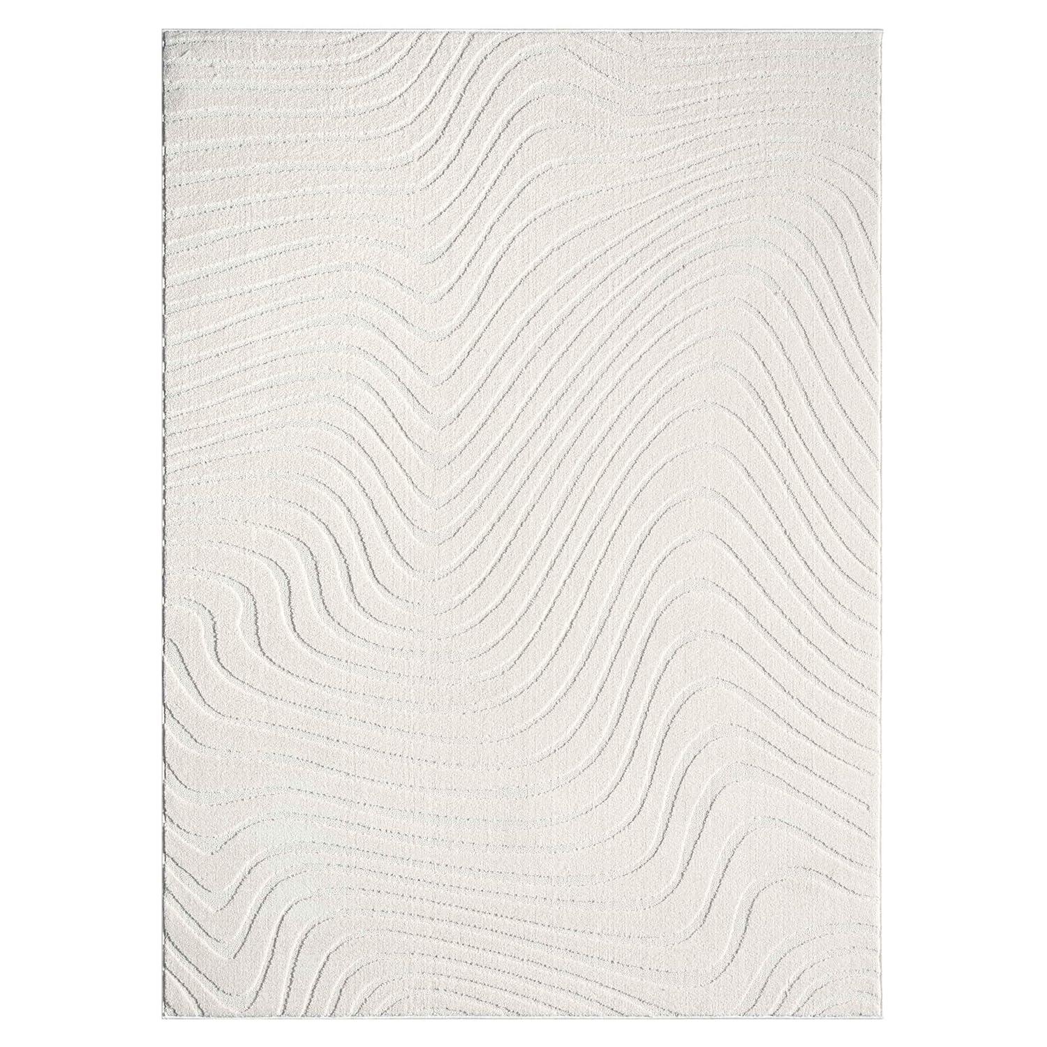 Luxe Weavers Modern Floral Indoor Cream 8x10 Area Rug