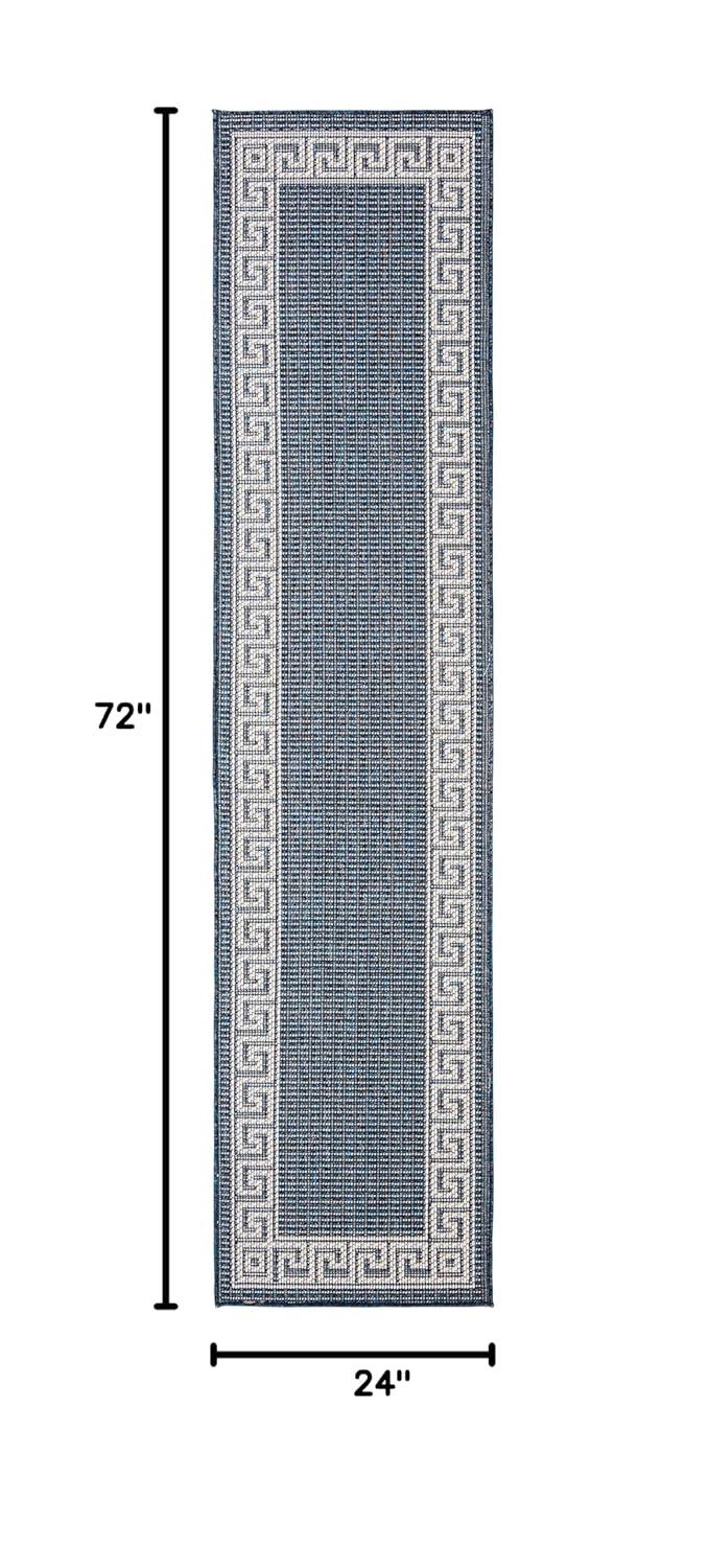 SAFAVIEH Bermuda Isidora Geometric Machine Washable Indoor/Outdoor Area Rug, Ivory/Blue, 5'3" x 7'6"