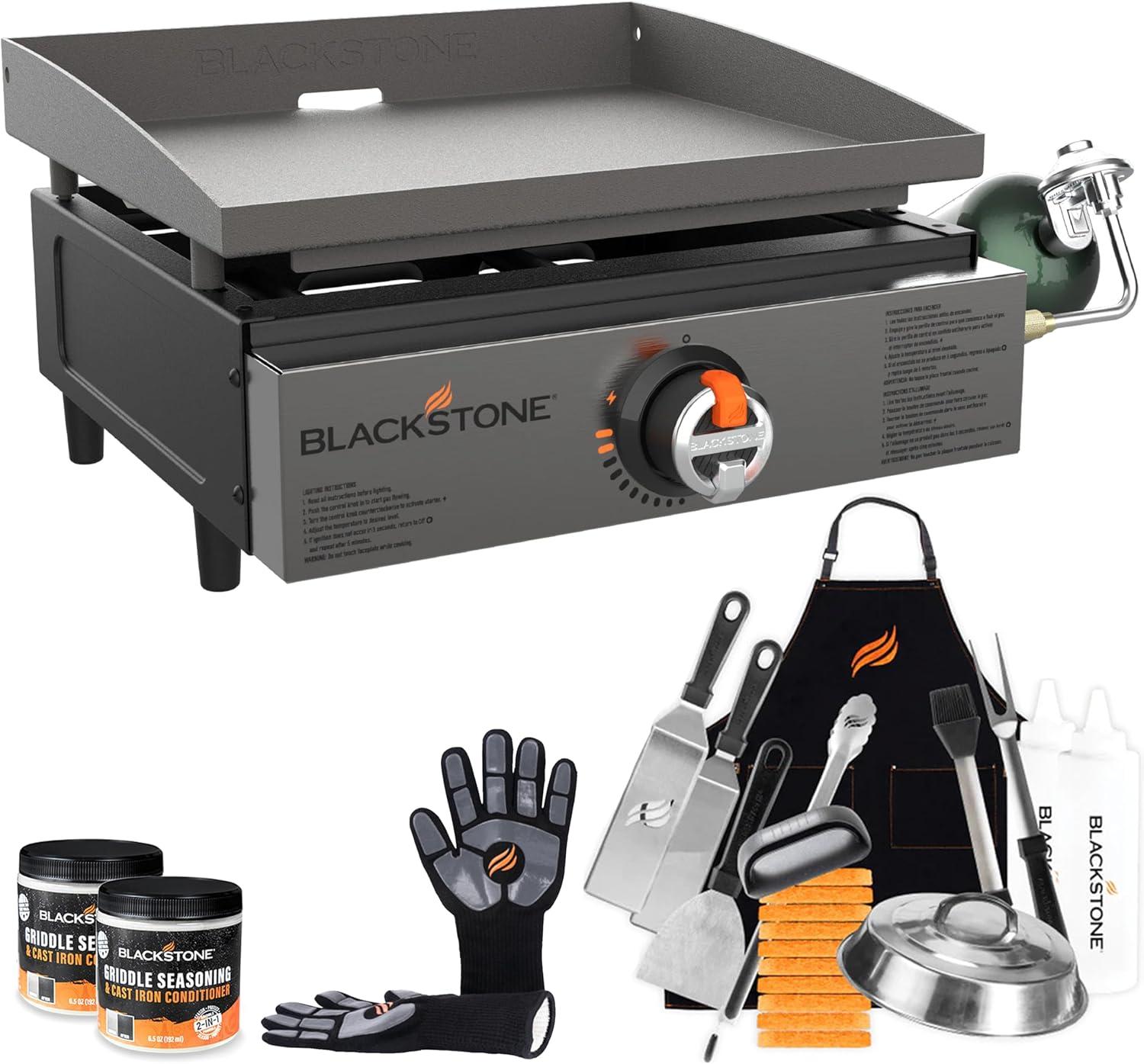 Original 17” Tabletop Griddle with Stainless Steel Front Plate, Powder Coated Steel, Black