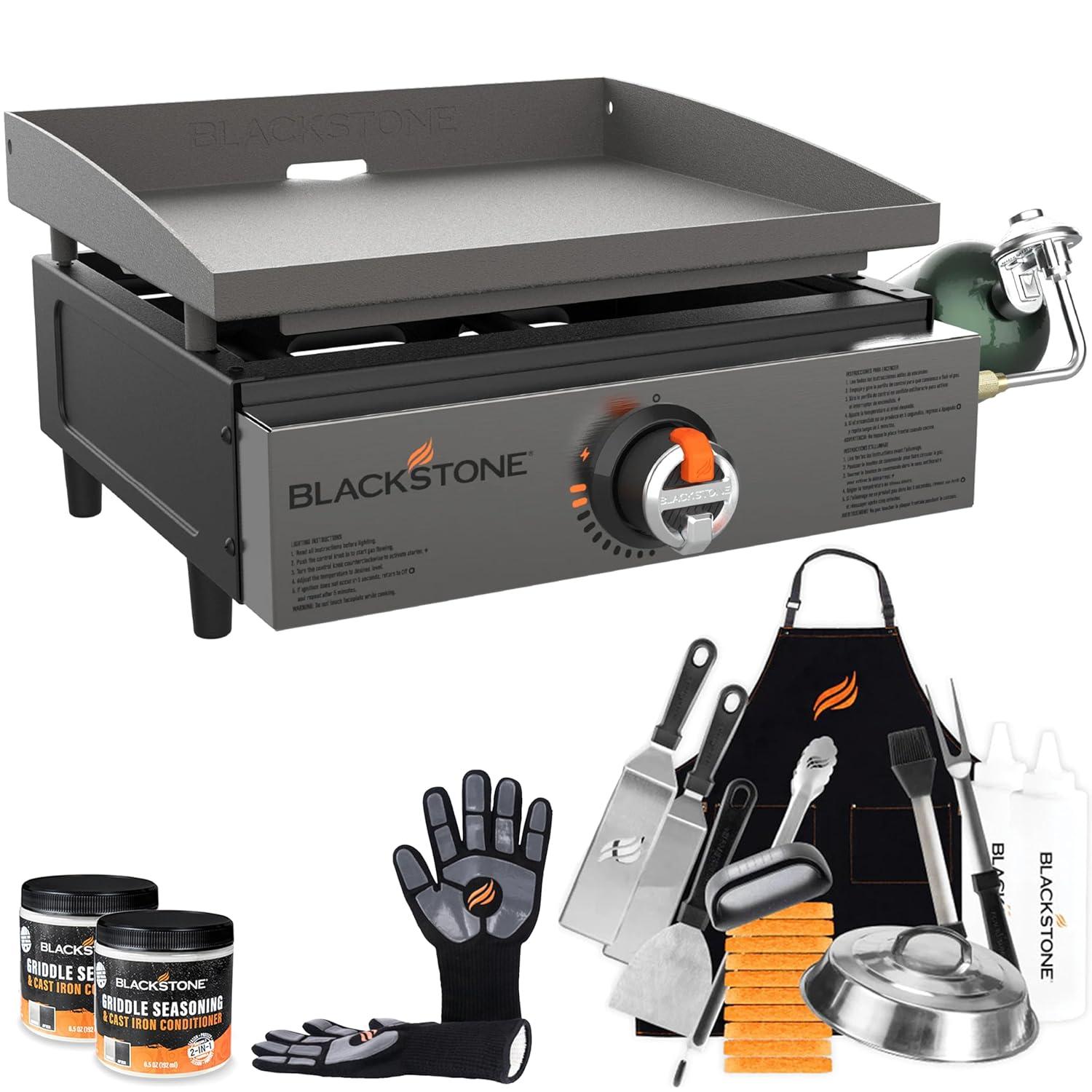 Original 17” Tabletop Griddle with Stainless Steel Front Plate, Powder Coated Steel, Black