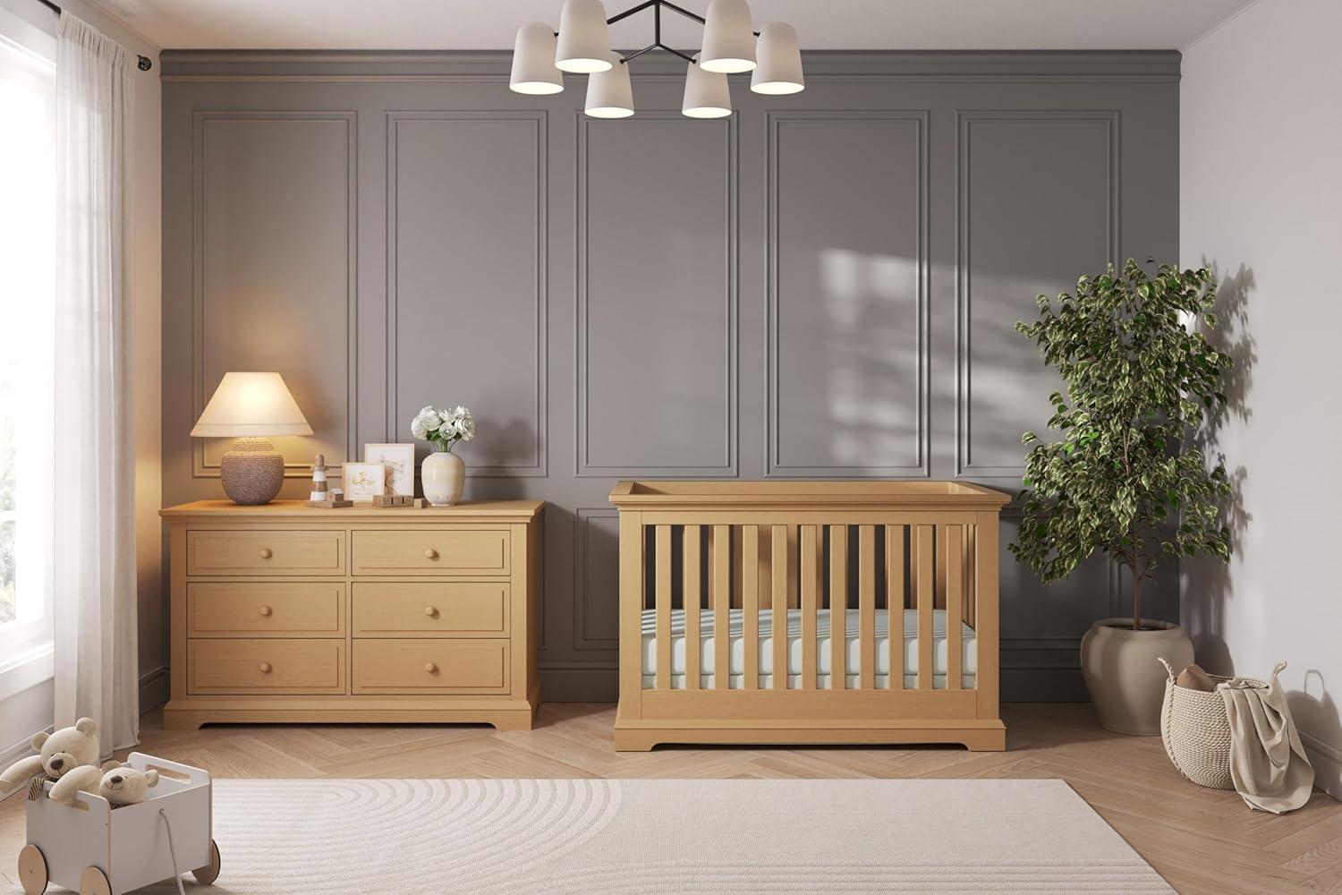 Jordyn Biscotti Pine Wood 4-in-1 Convertible Crib