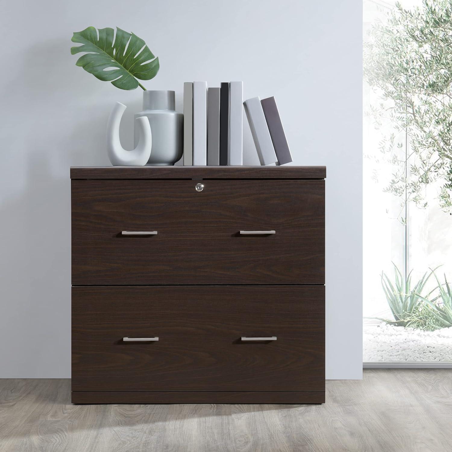 Alpine 2-Drawer Engineered Wood Lateral File with Lockdowel in Espresso Finish