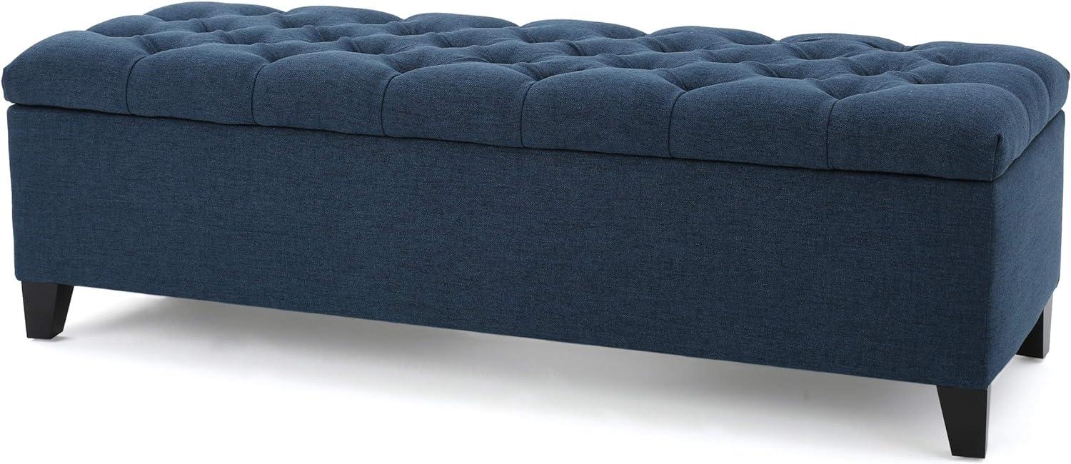 Ottilie Storage Ottoman Dark Blue - Christopher Knight Home: Upholstered Bedroom Seating with Tufted Lid