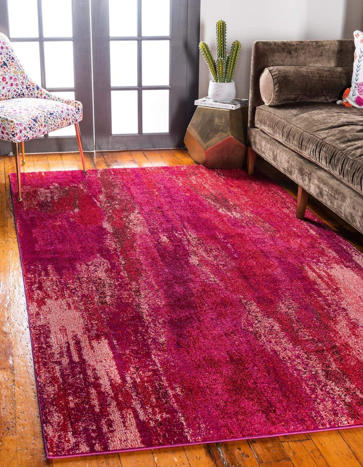 Abstract Pink Bliss 6'x9' Synthetic Easy-Care Area Rug