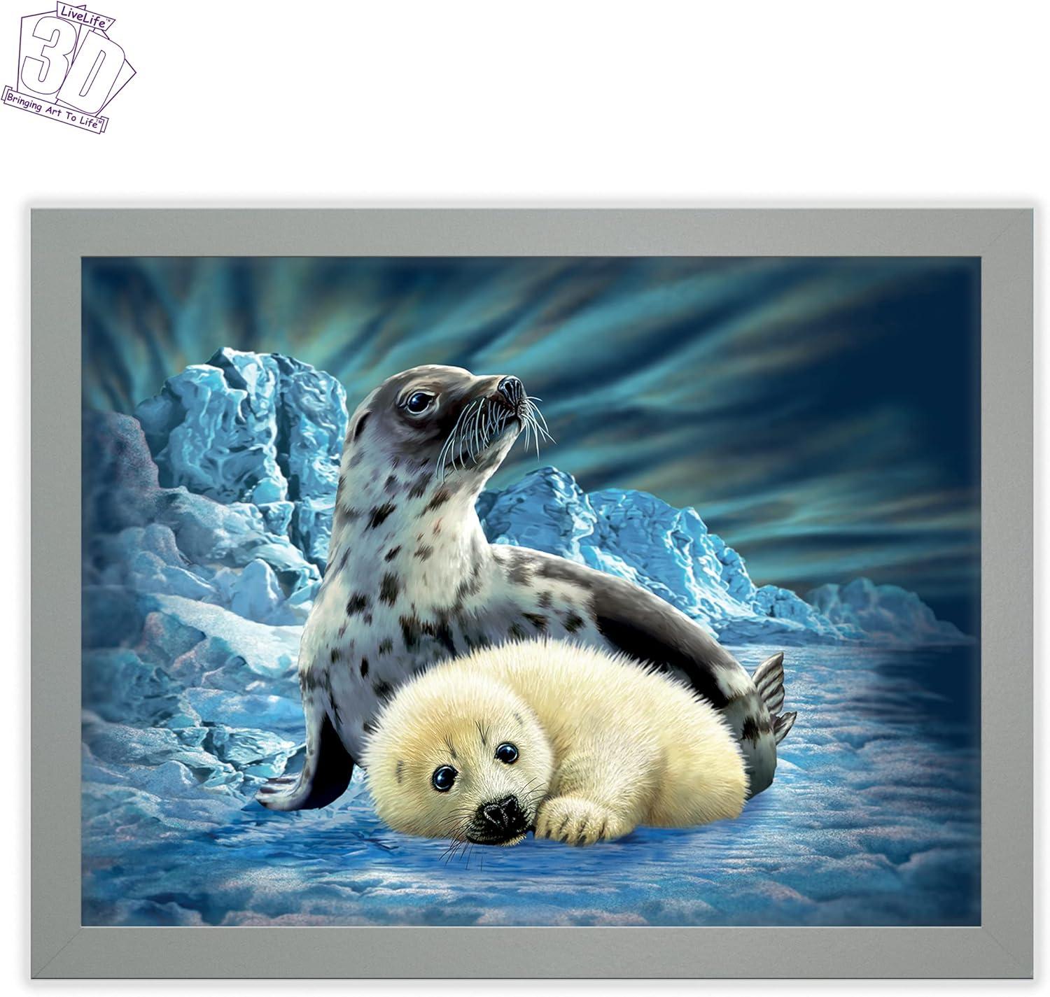 3D LiveLife Lenticular Wall Art Prints - Harp Seals from Deluxebase. Unframed 3D Ocean Poster. Perfect wall decor. Original artwork licensed from renowned artist, Steven Michael Gardner