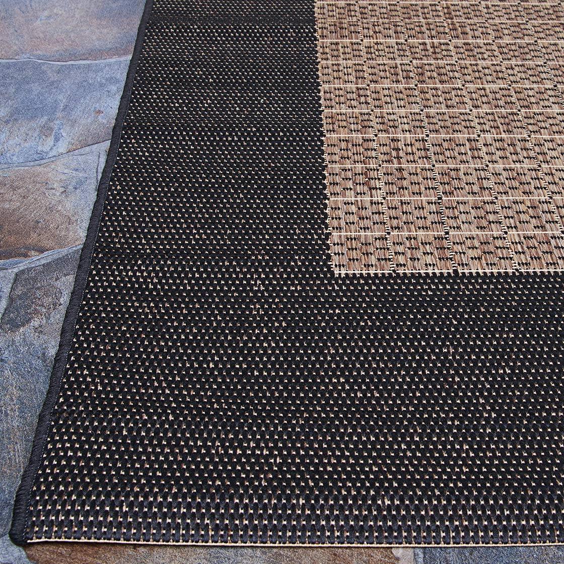 Couristan Recife Checkered Field Indoor / Outdoor Area Rug, Cocoa- Black, 3'9" x 5'5"