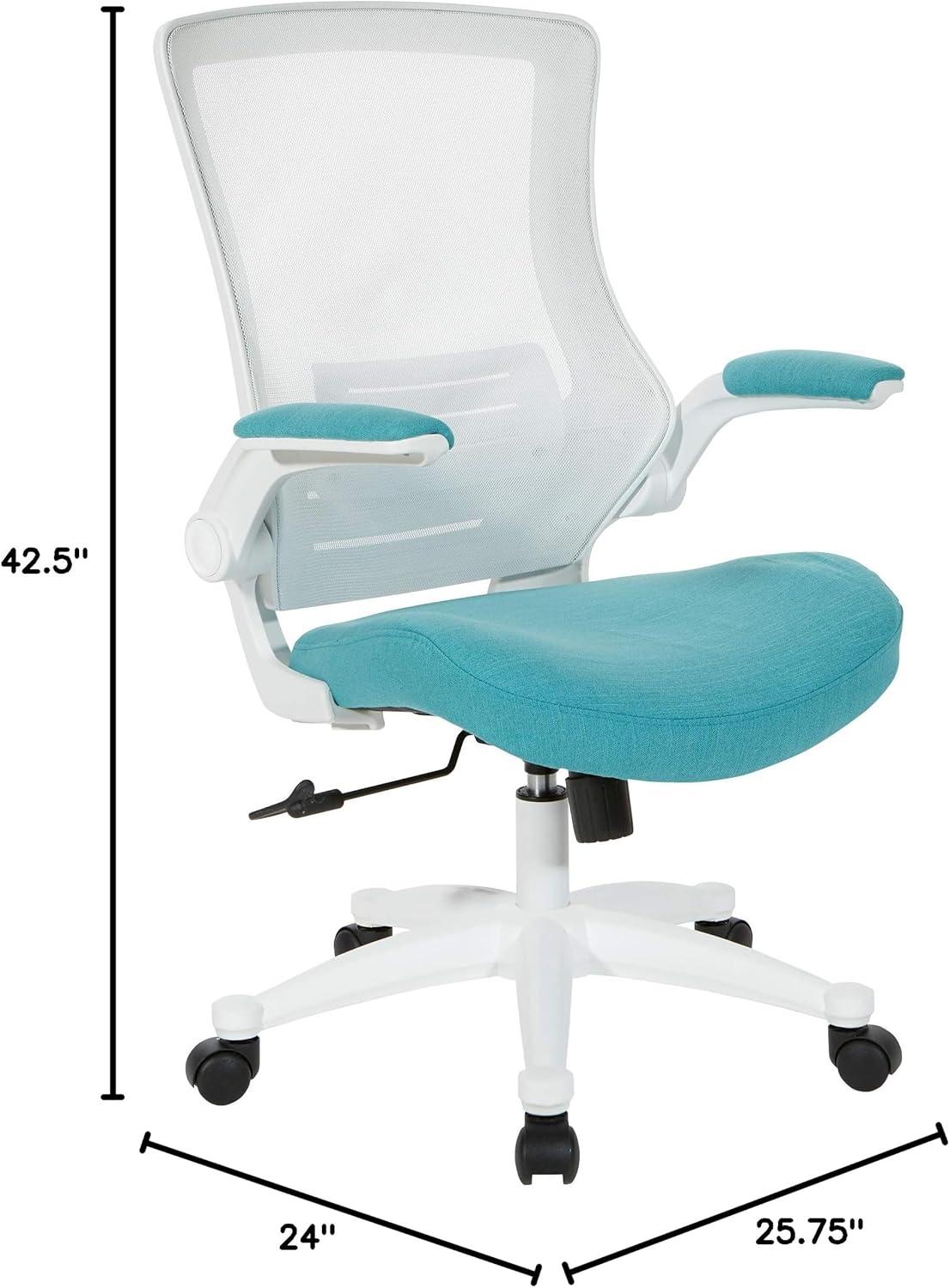 Office Star Products White Screen Back Manager's Chair in White Turquoise Fabric