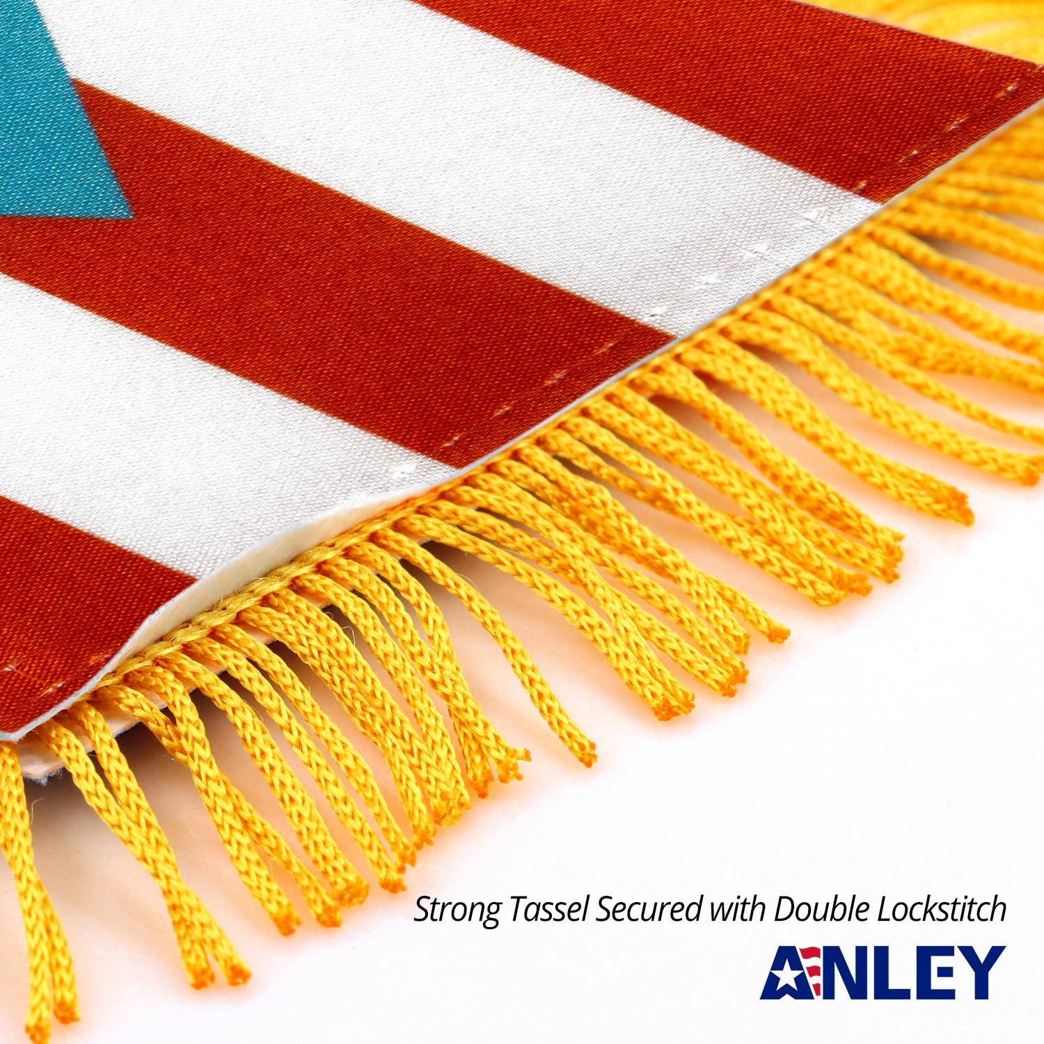 ANLEY Puerto Rico Fringy Window Hanging Flag 4 x 6 in.