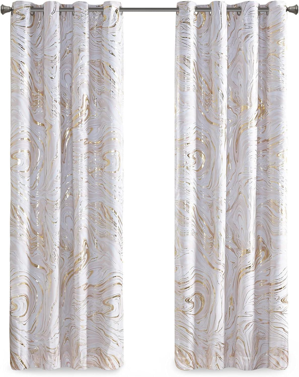 Intelligent Design 63"x50" Vanessa Total Blackout Curtain Panel Blush/Gold: Energy Efficient, Modern Grommet Top