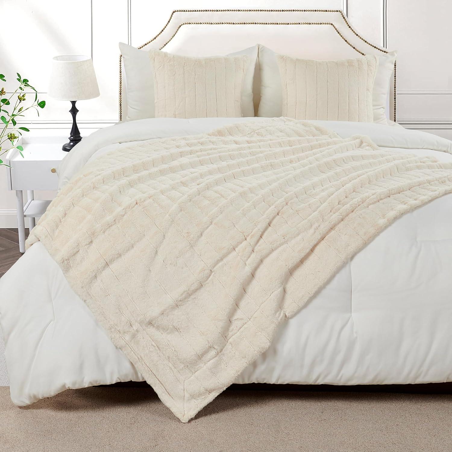 Home Soft Things Luxury Rabbit Faux Fur Throw Blanket