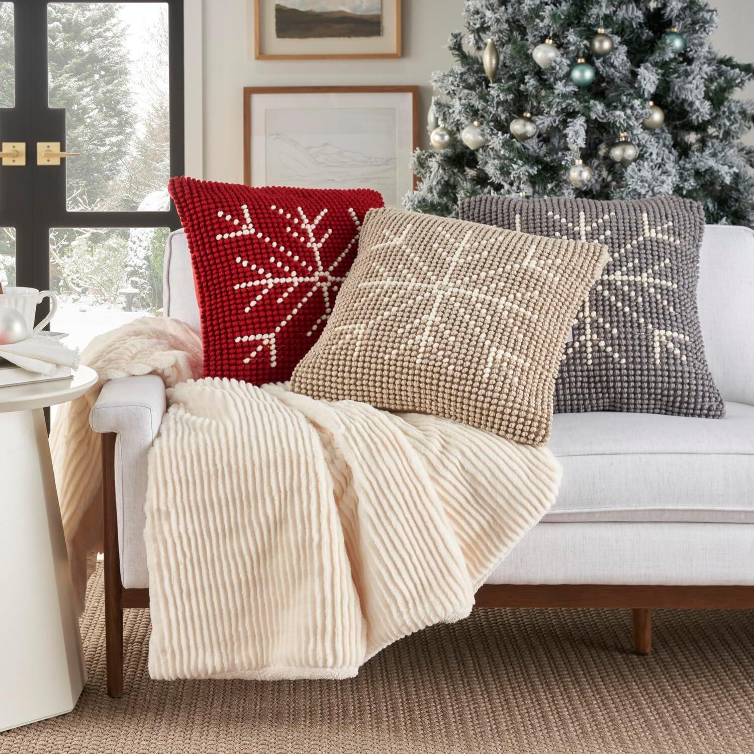 20"x20" Oversize Holiday Loop Snowflake Indoor Square Throw Pillow - Mina Victory