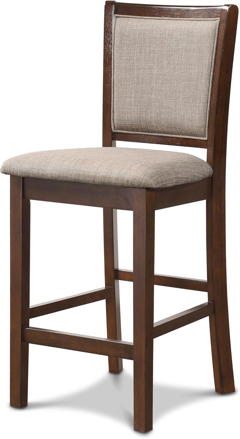 Amy Cherry Wood Counter Chair with Light Brown Fabric Seat