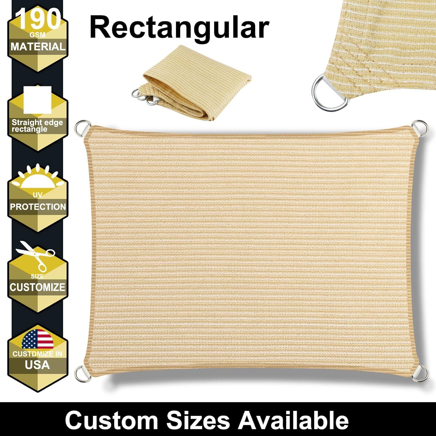 5' x 8' Beige High-Density Polyethylene Sun Shade Sail