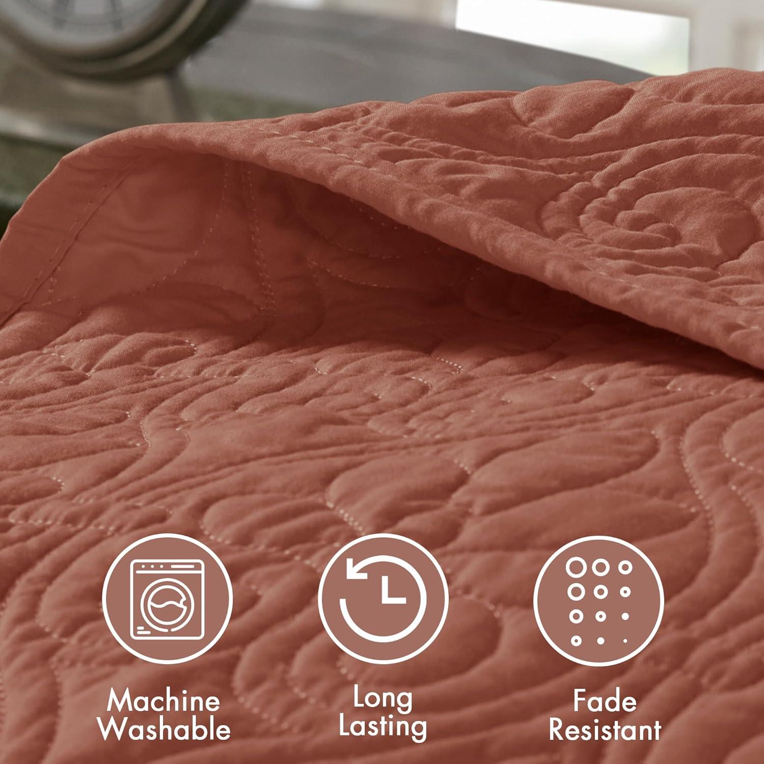 Madison Park 3pc Full/Queen Vancouver Reversible Quilt Set Clay Pink
