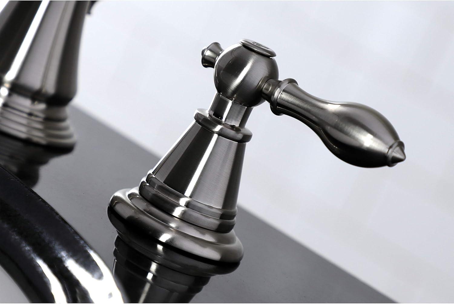 Kingston Brass English Classic Two-Handle 3-Hole Deck Mount Widespread Bathroom Faucet with Pop-Up Drain