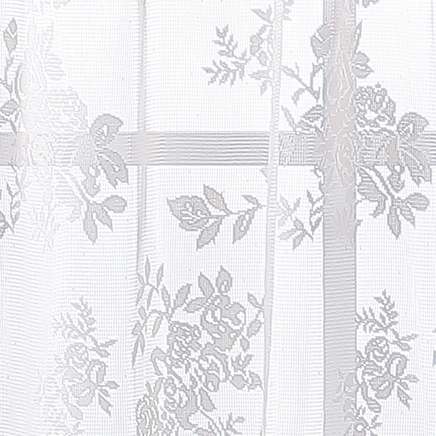 Curtainworks Sibella Lace Cotton, Polyester Sheer Rod Pocket Tier Pair, White, 56"x36", Set of 2, Adult