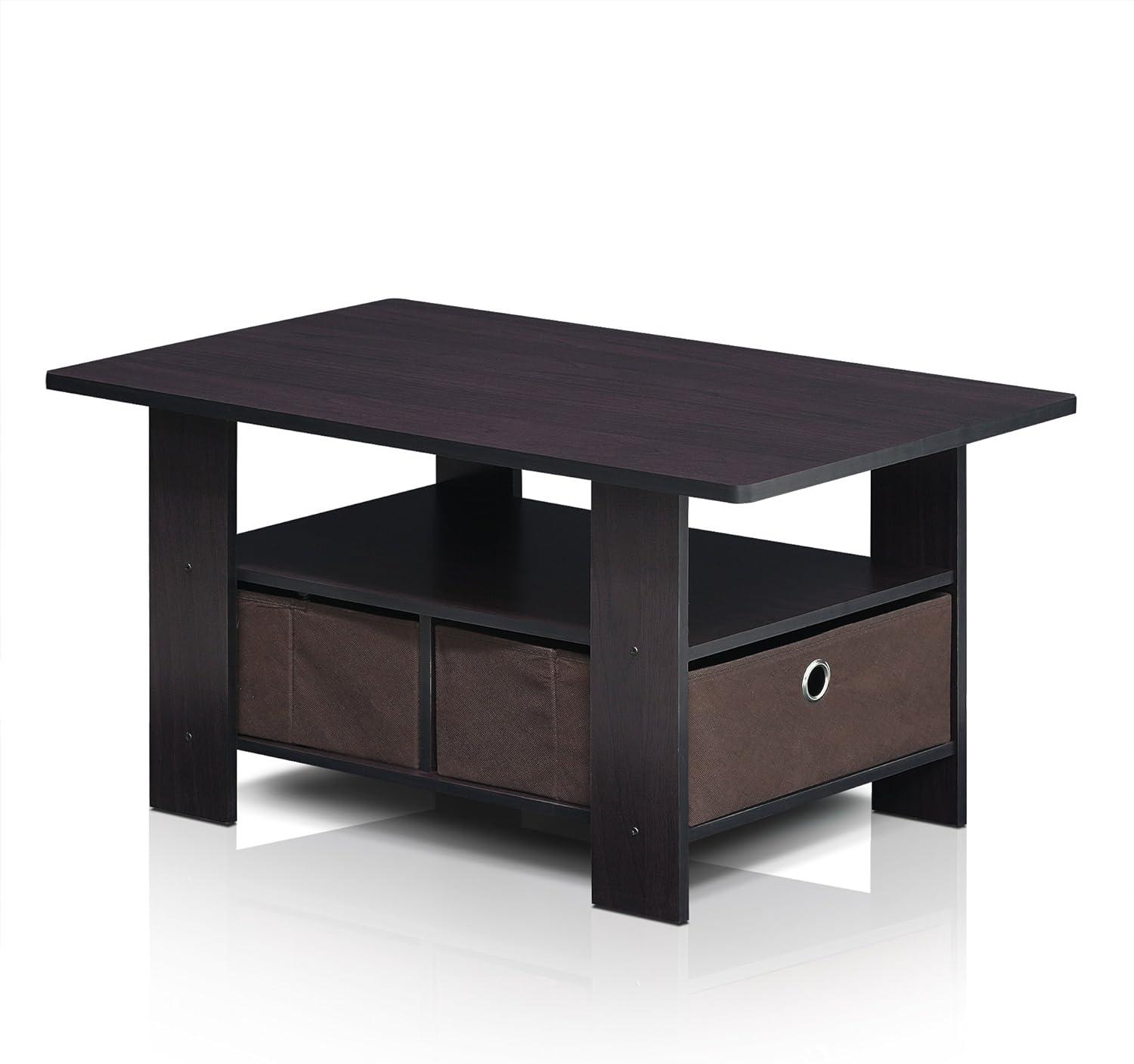 Andrey Dark Walnut Rectangular Coffee Table with Storage Bin