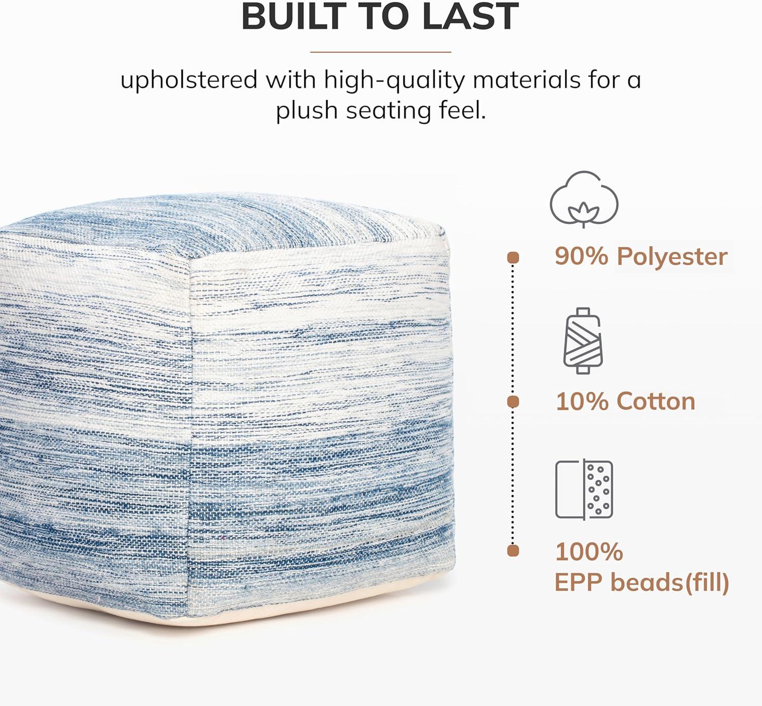 Halifax Pouf Ottoman Blue/Ivory - Anji Mountain: Rectangle, Unupholstered, Spot Clean, No Assembly Required