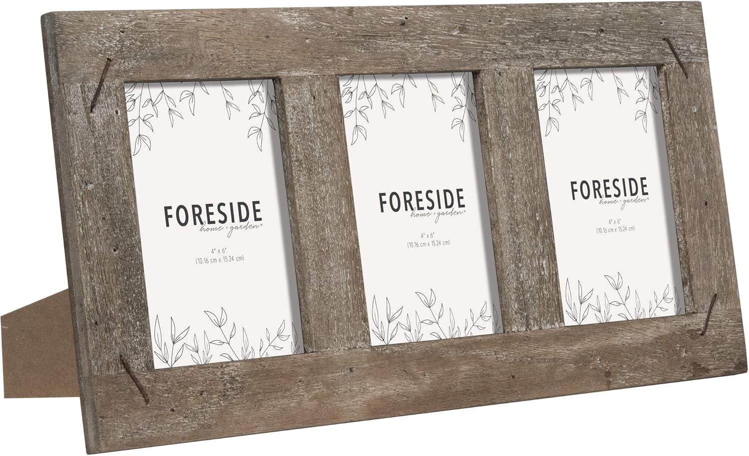 4 x 6 inch Decorative Distressed Wood Picture Frame with Nail Accents - Holds 3 4x6 Photos - Foreside Home & Garden