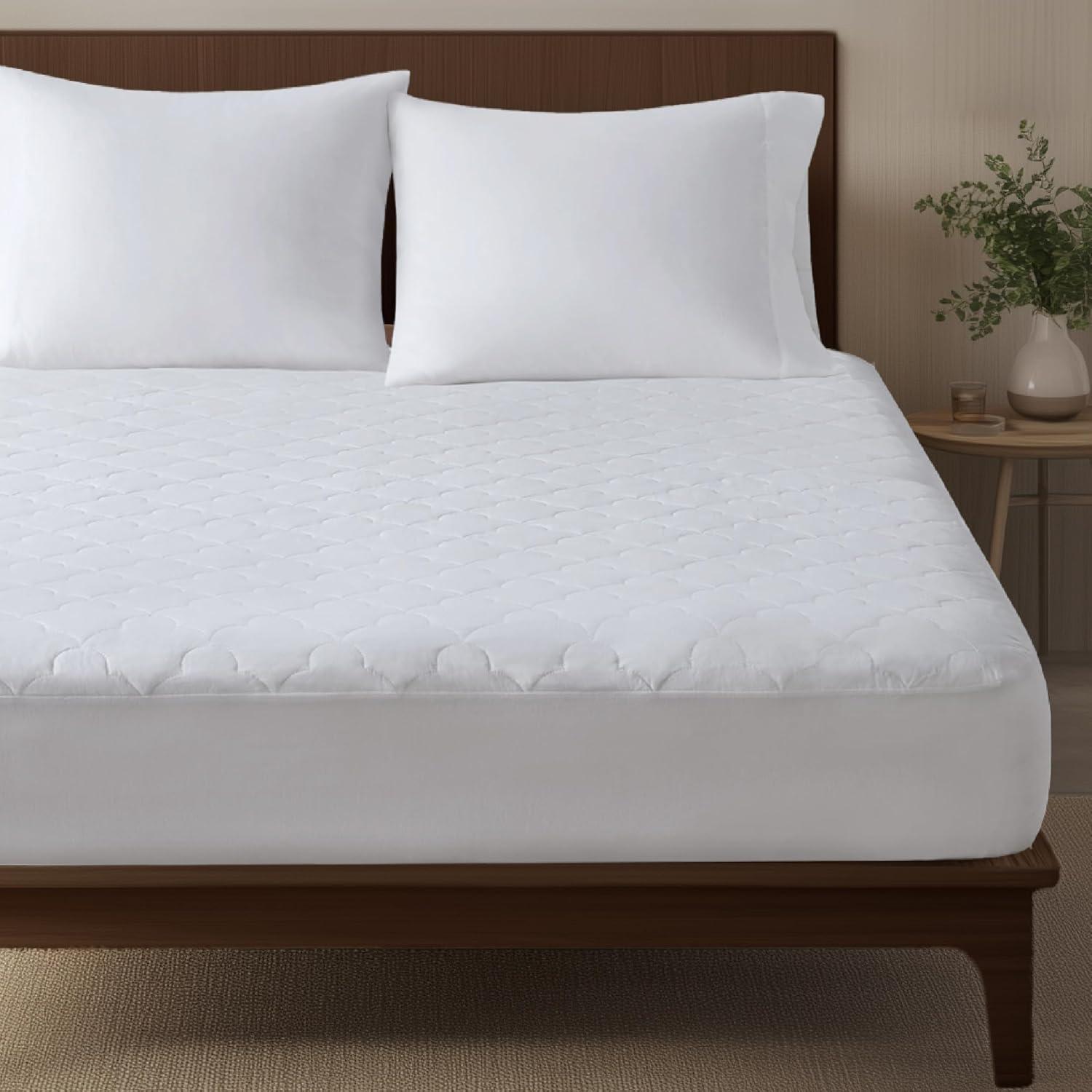 Madison Park All Natural Cotton Percale Quilted Mattress Pad