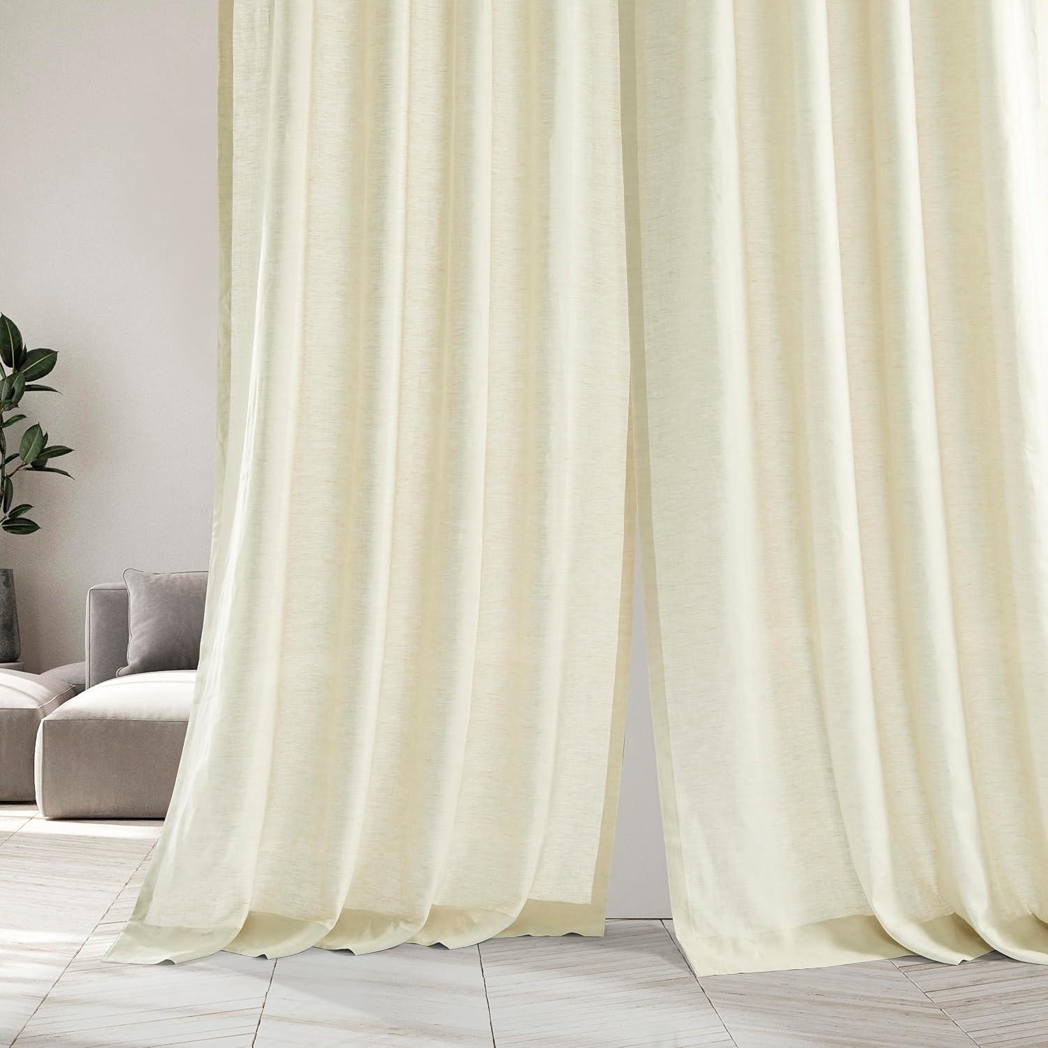 Exclusive Fabrics  Signature French Linen Sheer Curtain (1 Panel) 50 X 96 - Antique Lace