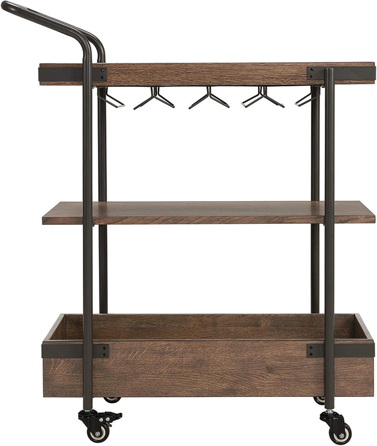 32 in. Kyra Oak & Metal Bar Cart