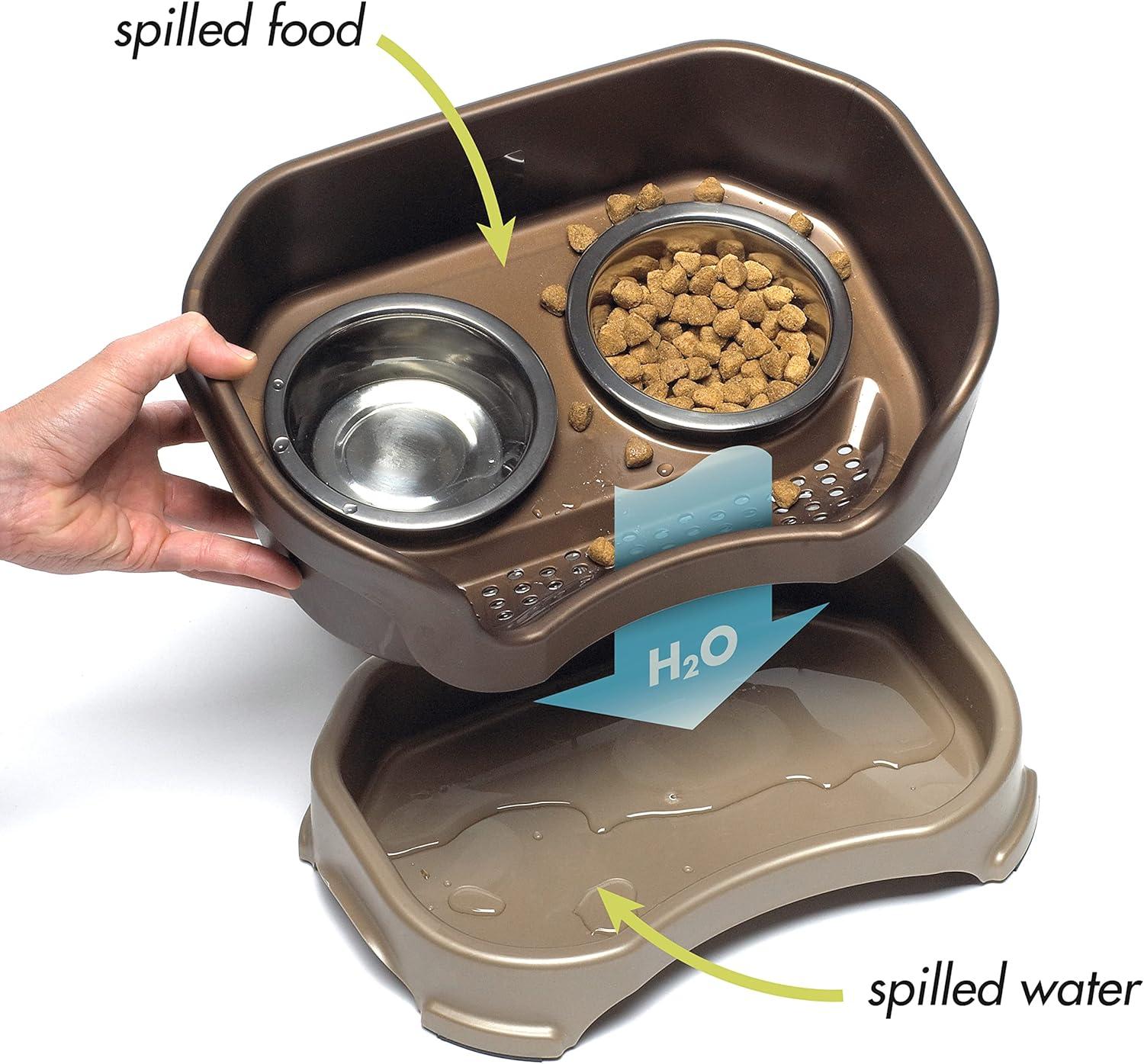 Neater Pets Neater Feeder Deluxe Mess-Proof Elevated Food & Water Bowls for Large Dogs, Bronze