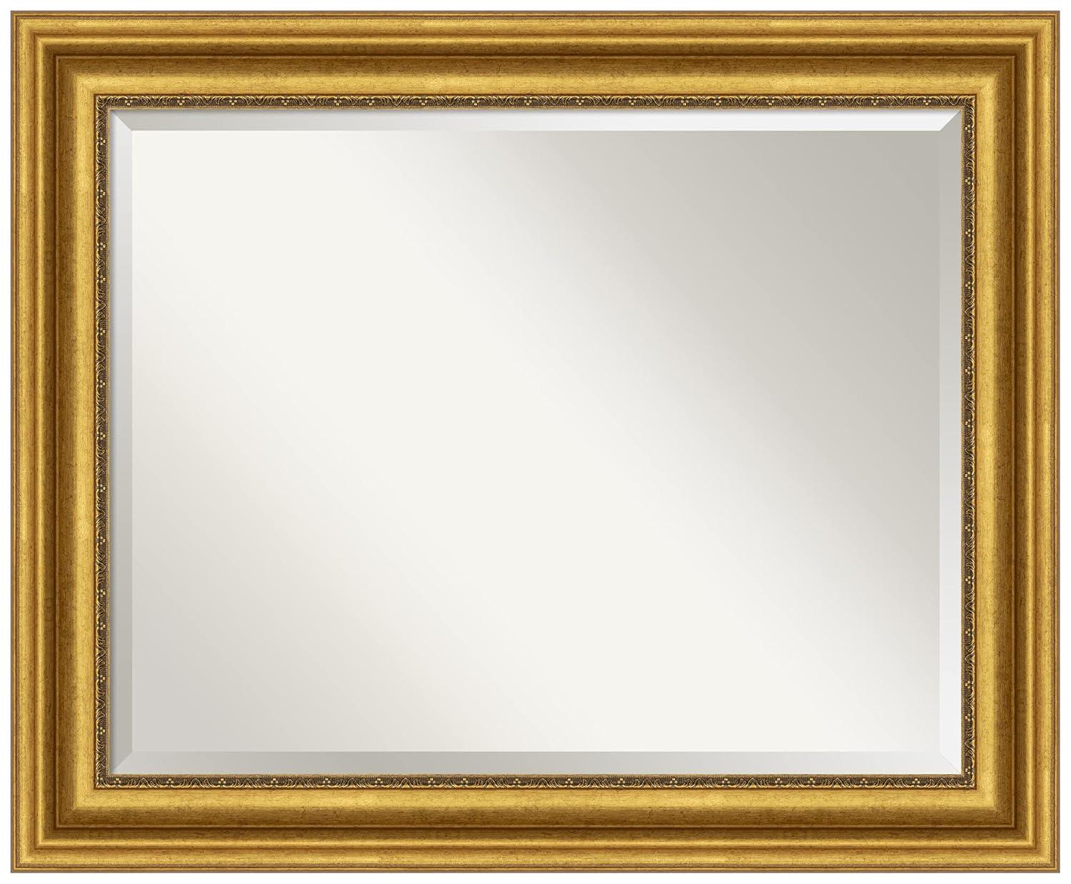 Parlor Gold Rectangular Beveled Bathroom Vanity Mirror