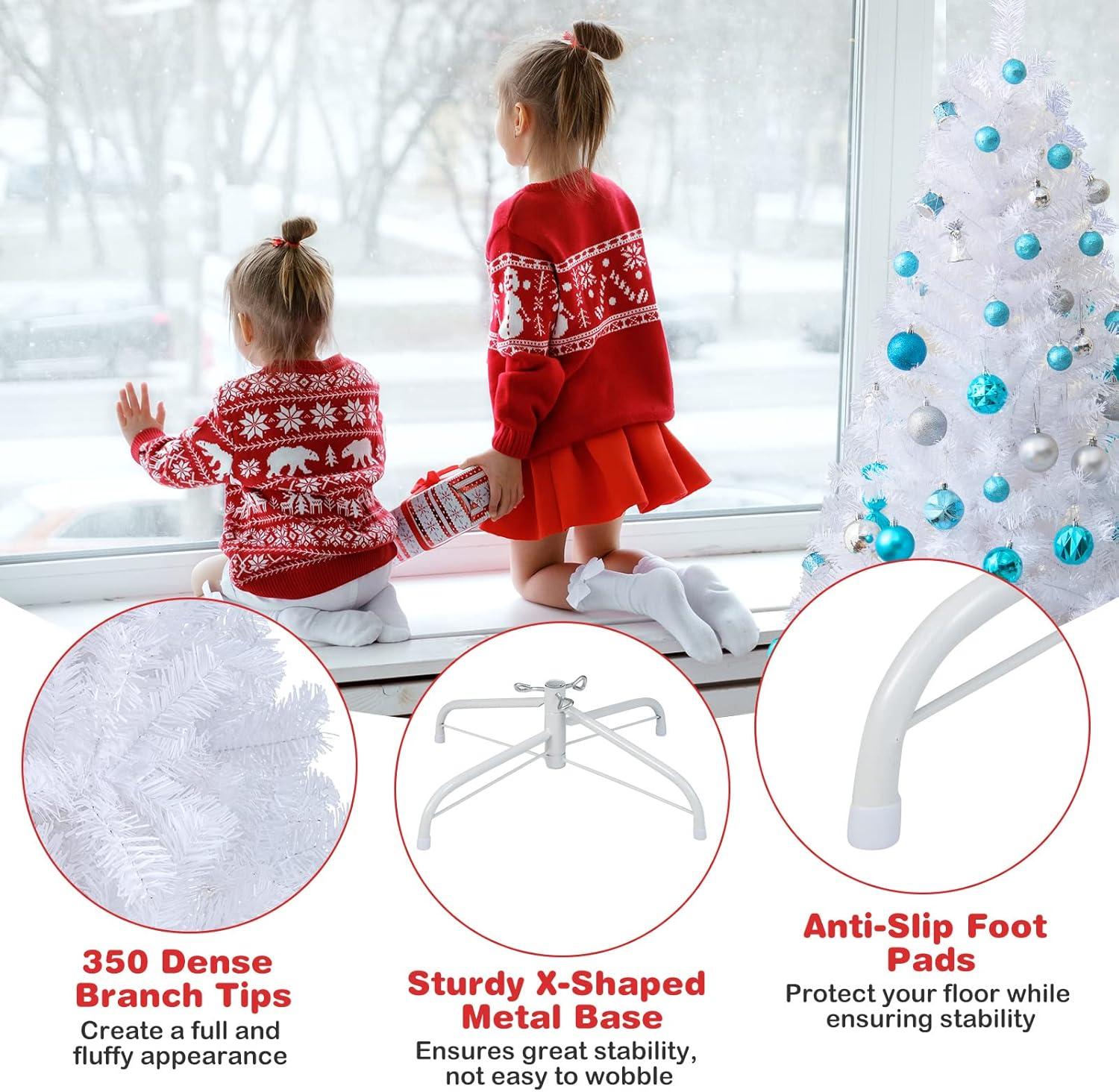 GVN Christmas Tree,Tree Christmas,Xmas Tree,5 ft White Artificial PVC Christmas Tree