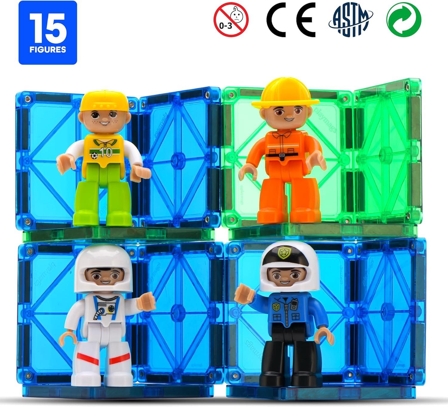 3 inch, Playmags Magnetic Figures Community Set of 15 Pieces