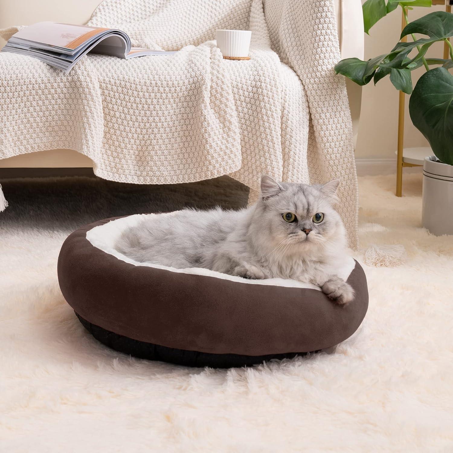 Archie & Oscar™ Round Donut Cat And Dog Cushion Bed, 20In Pet Bed For Cats Or Small Dogs, Anti-Slip & Water-Resistant Bottom, Super Soft Durable Fabric Pet Beds, Washable Luxury Cat & Dog Bed