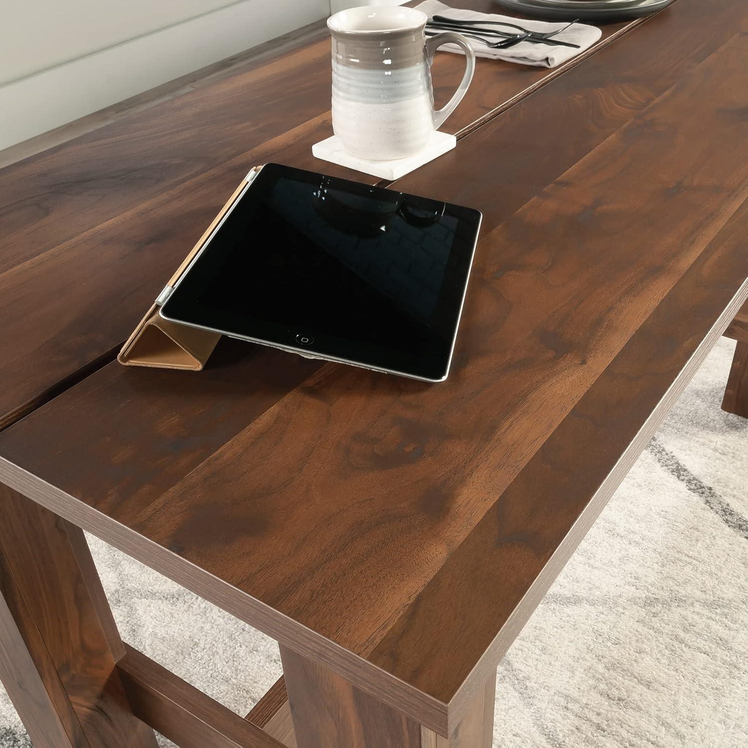 Sauder Boone Mountain Dining Table Grand Walnut: 1" Thick Top, Seats 4, Laminated Surface, Metal Frame: CARB Certified, Non-Extendable