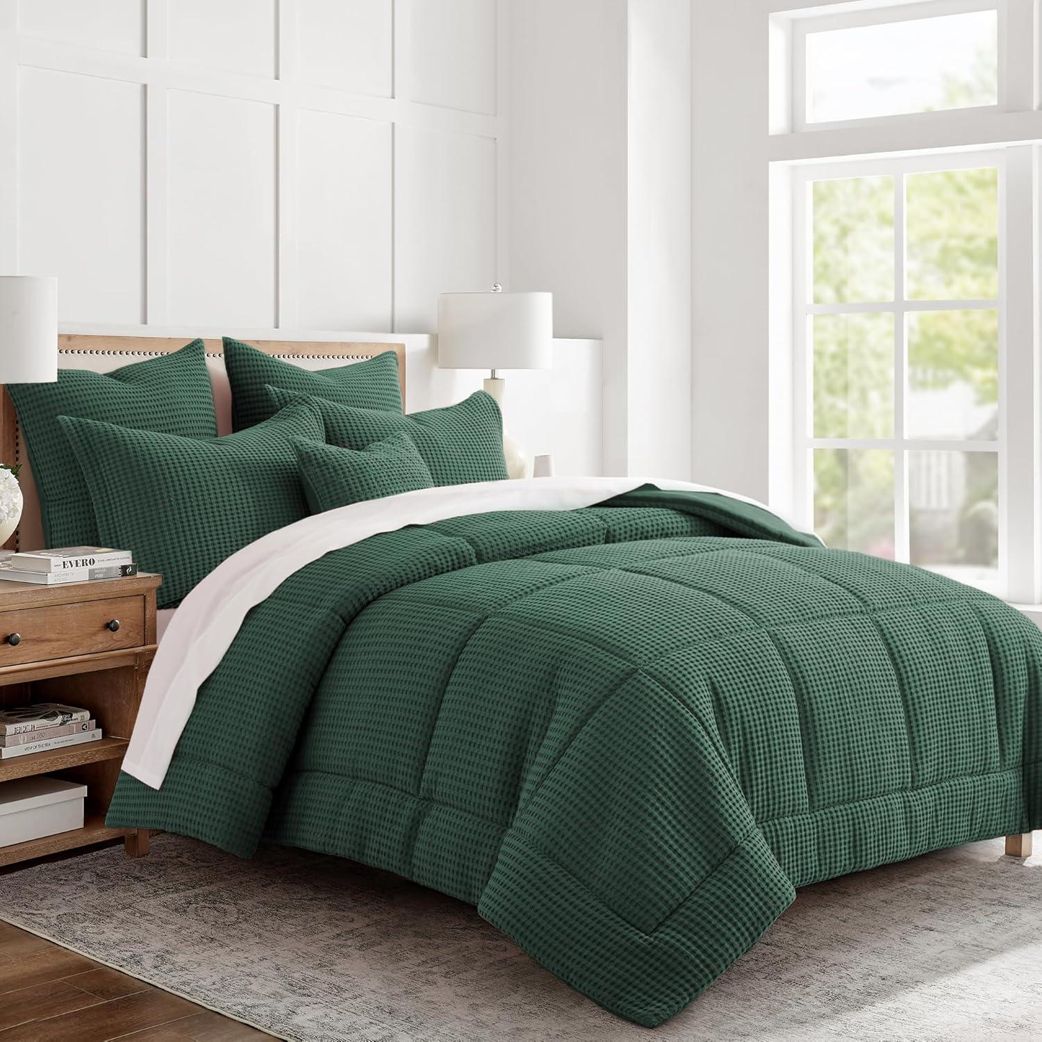 Mills Waffle Forest Green King Comforter Set - Levtex Home