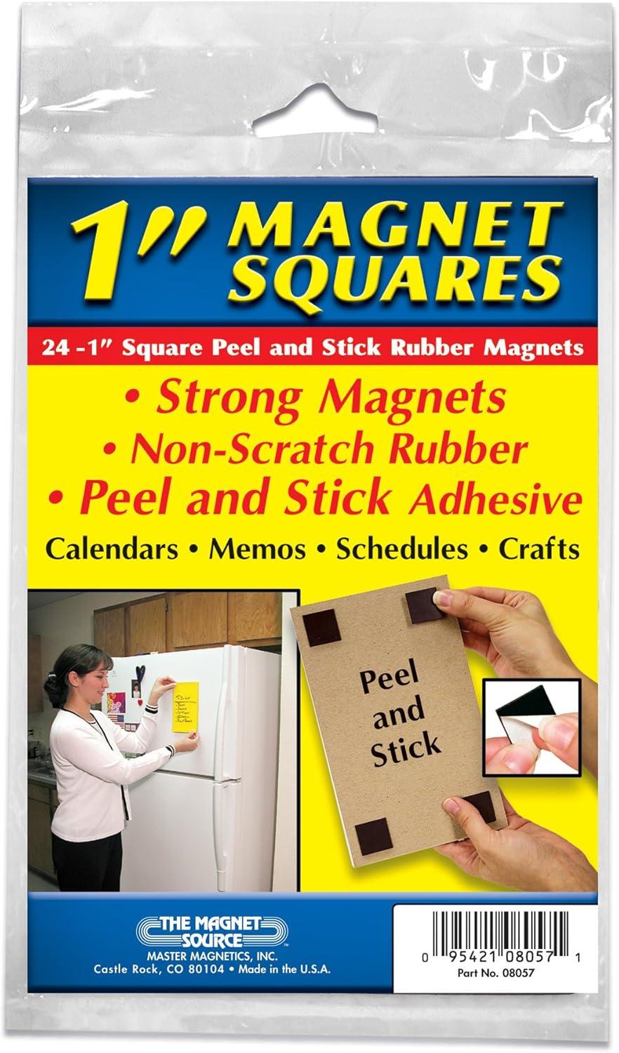 Master  Magnetics 08057 24-count 1" Square Peel & Stick Rubber Magnets
