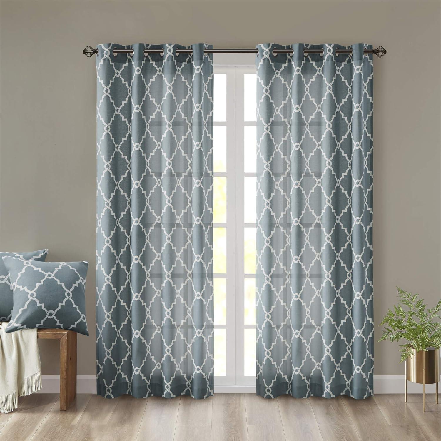Madison Park Fretwork Print Grommet Top Single Window Curtain Panel