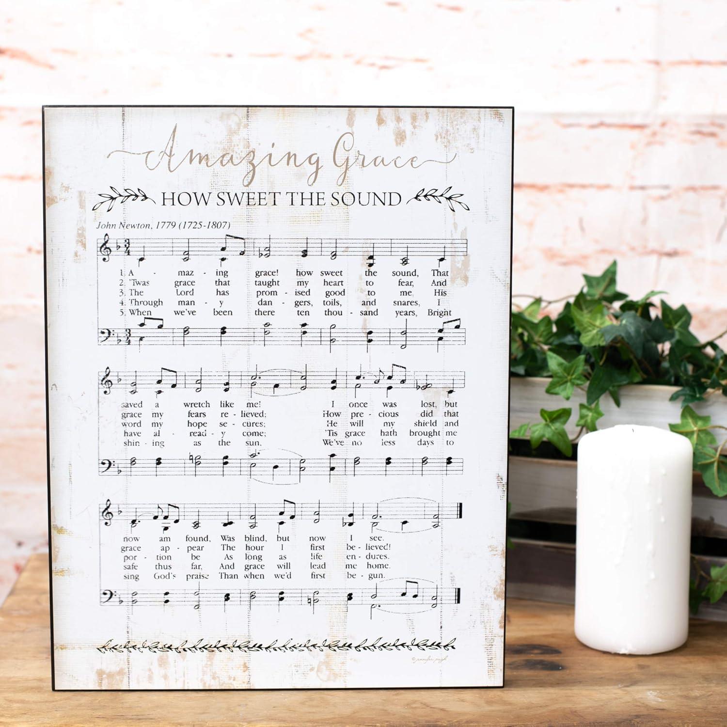 Amazing Grace Hymn Rectangular MDF Wall Plaque