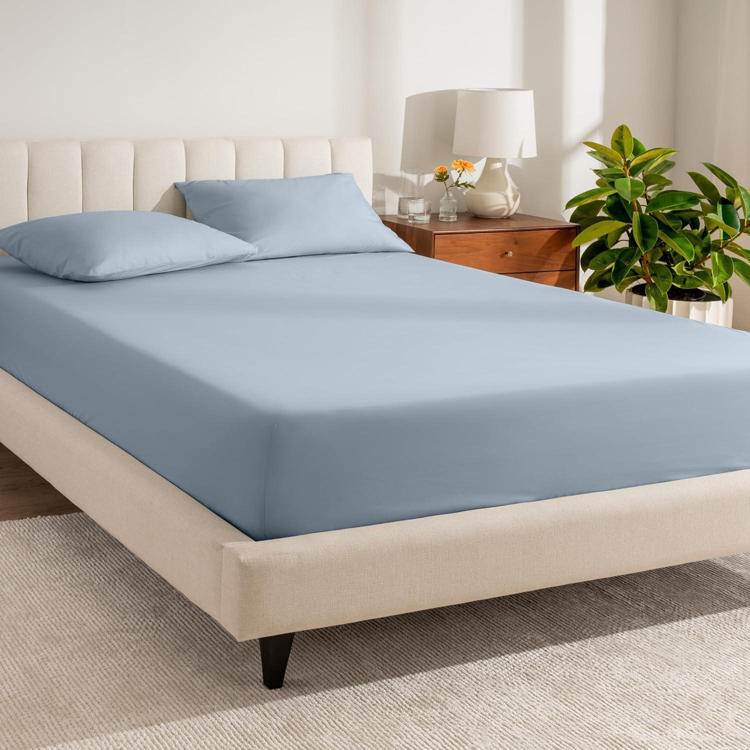 Bare Home 260 Thread Count Organic Cotton Percale Fitted Sheet