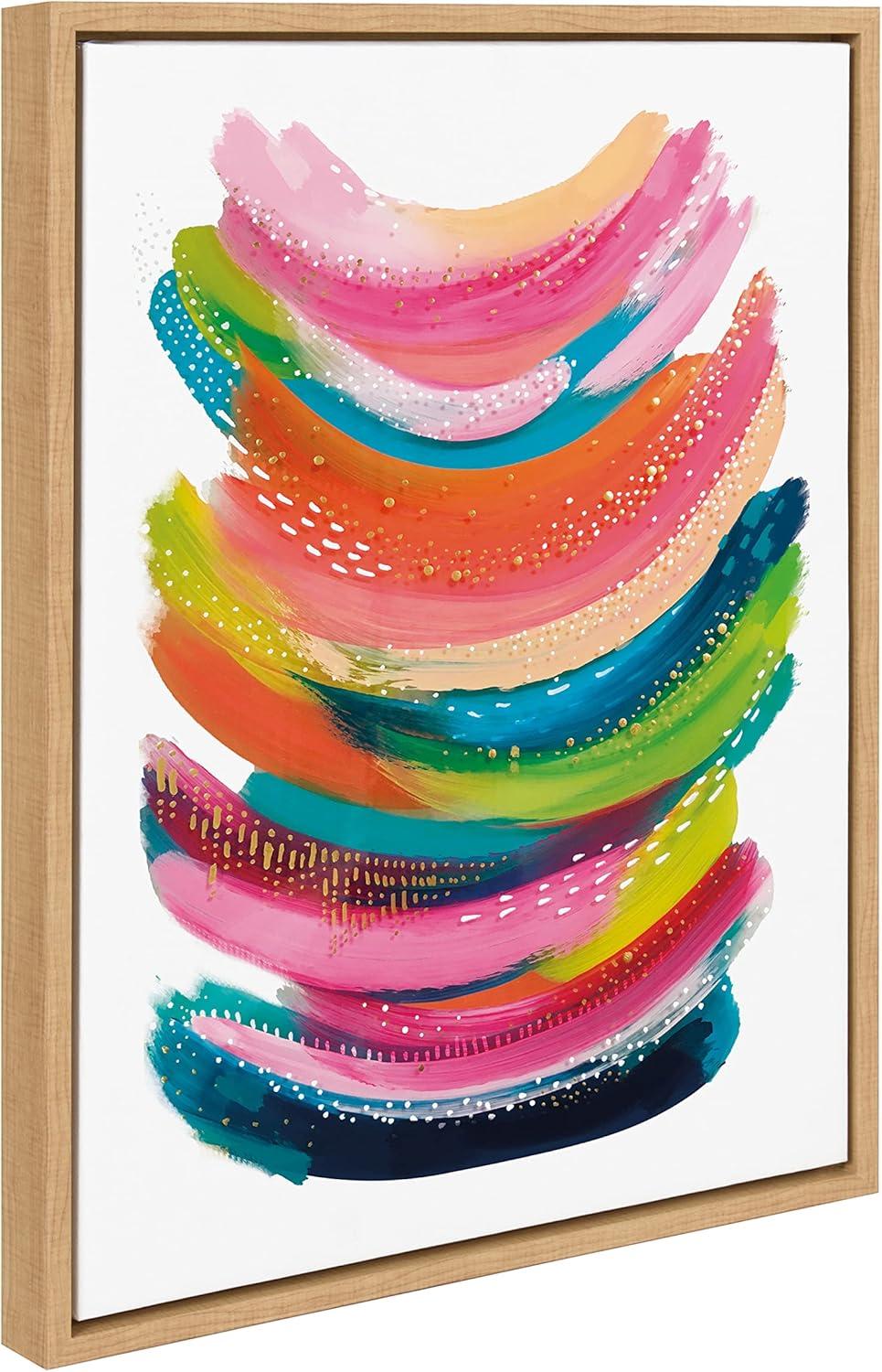 Bright Abstract Colorful Brushstrokes Canvas Wall Art, 18x24 Natural